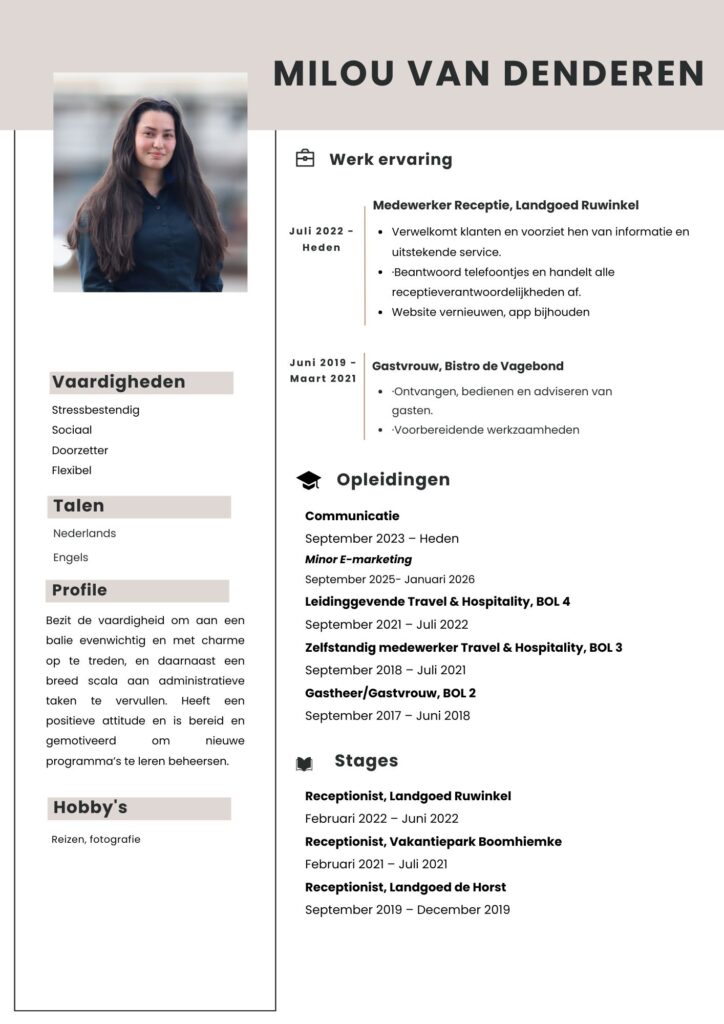 Curriculum Vitae Milou van Denderen